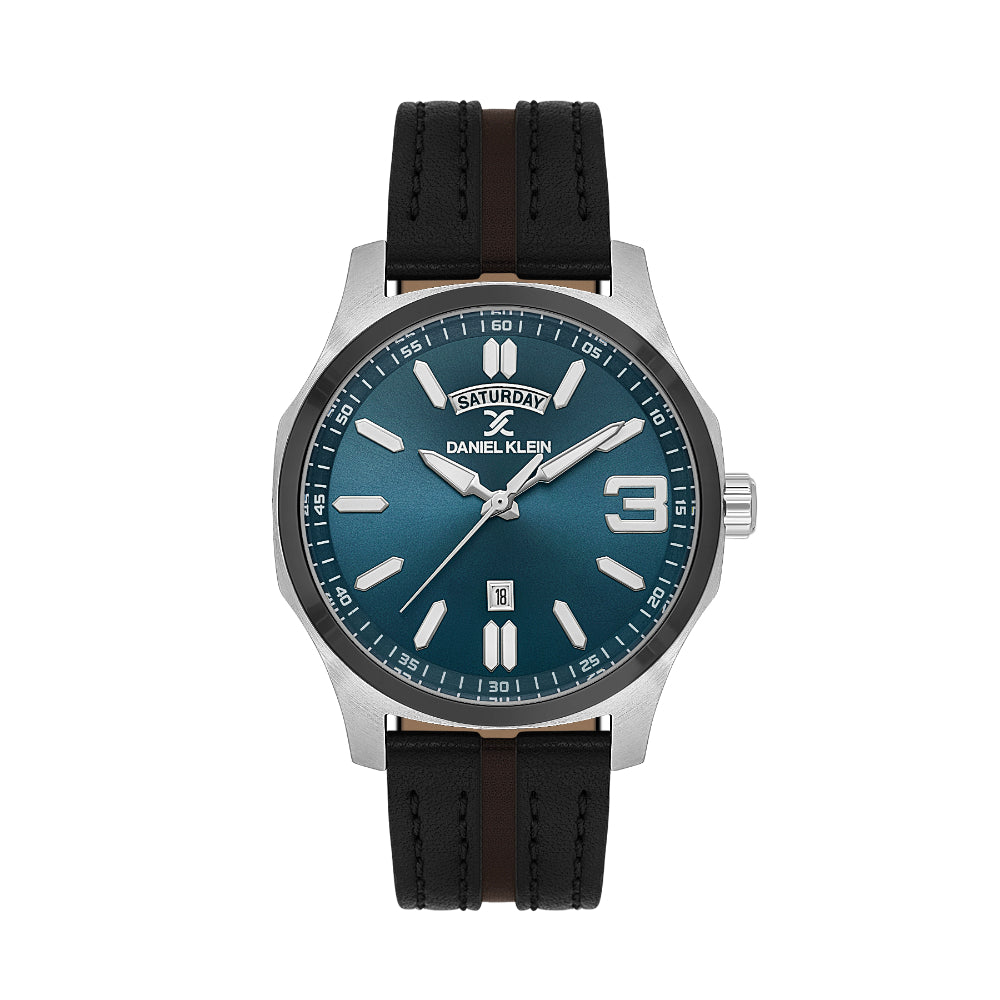 Daniel Klein Leather Black Watch for Men DK.1.14141-4