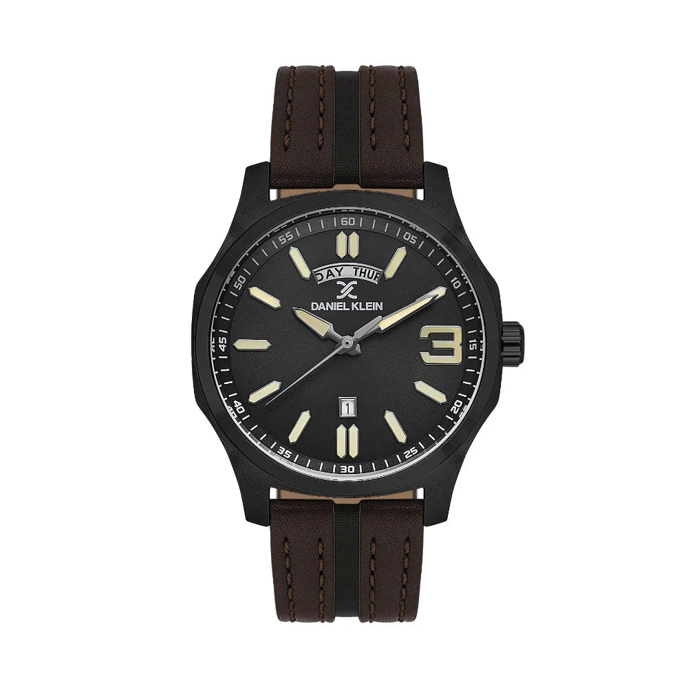 Daniel Klein Premium Dark Brown Leather Watch for Men DK.1.14141-6 - Daniel Klein Saudi Arabia