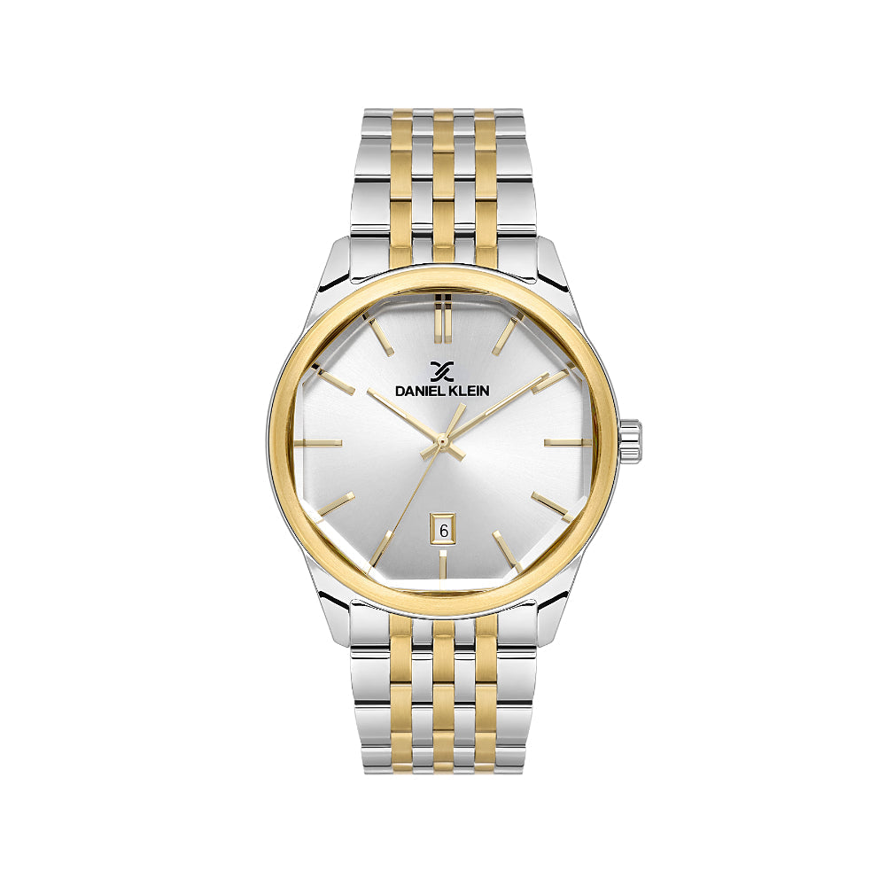 Daniel Klein Premium Silver and Gold Stainless Steel Watch for Men DK.1.14144-5