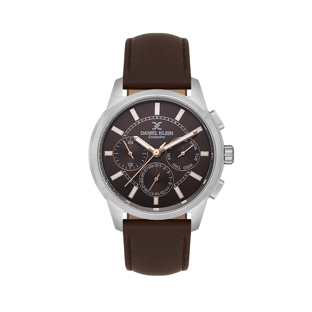 Daniel Klein Exclusive Dark Brown Leather Watch for Men DK.1.14209-4