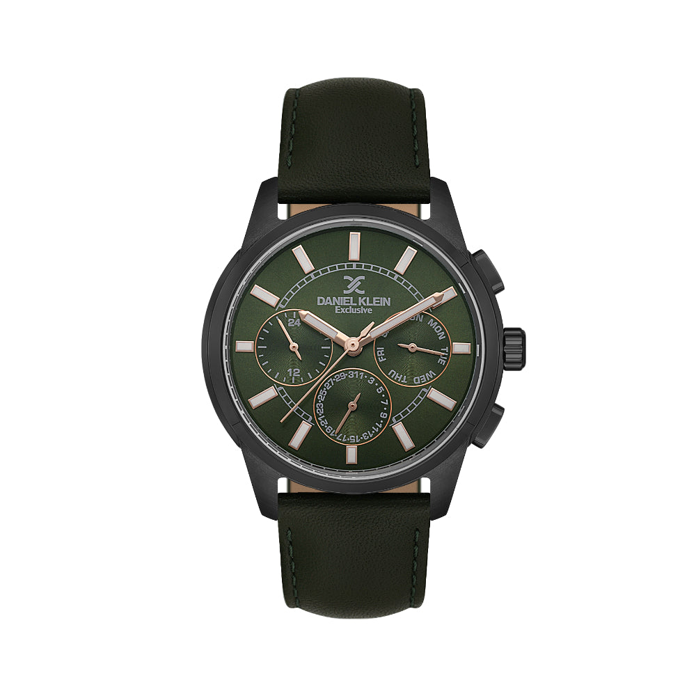 دانيال كلاين ساعة جلد أخضر داكن للرجال DK.1.14209-6