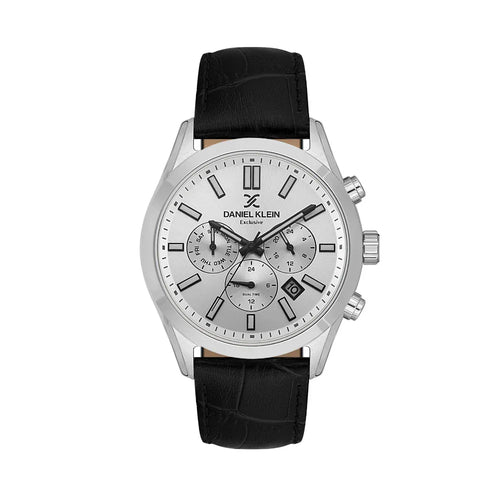 Daniel Klein Exclusive Black Leather Watch for Men DK.1.14212-1 - Daniel Klein Saudi Arabia
