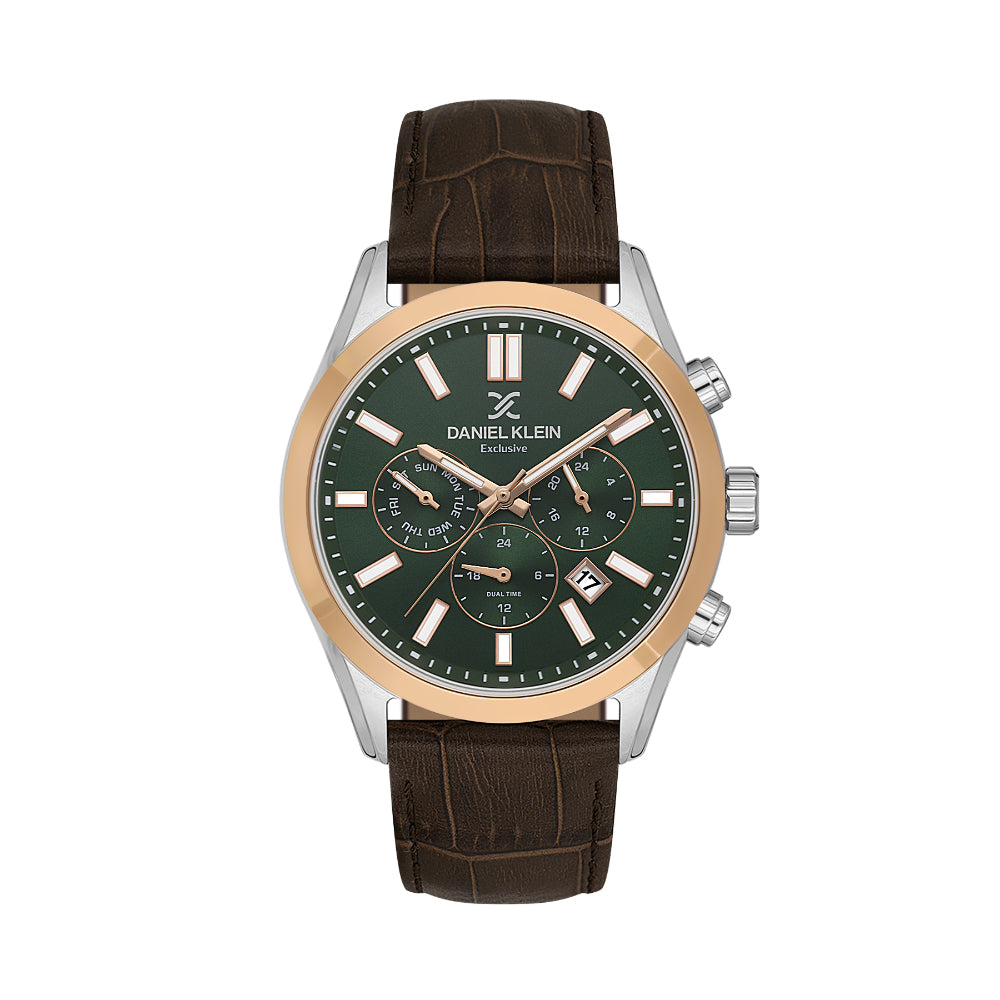 Daniel Klein Exclusive Dark Brown Leather Watch for Men DK.1.14212-4