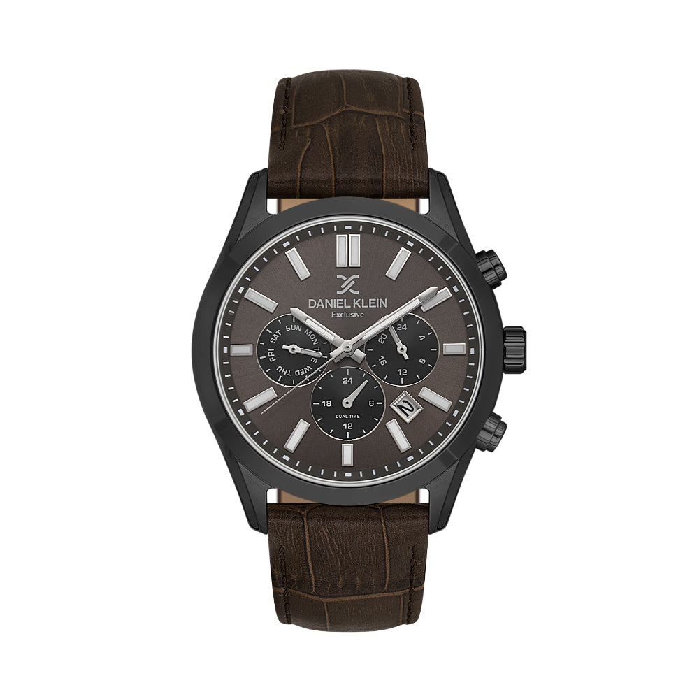 Daniel Klein Exclusive Dark Brown Leather Watch for Men DK.1.14212-5