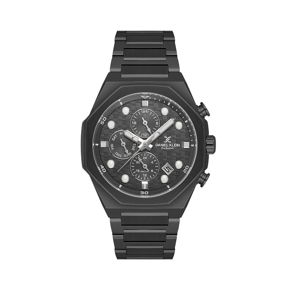 Daniel Klein Exclusive Black Stainless Steel Watch for Men DK.1.14217-5