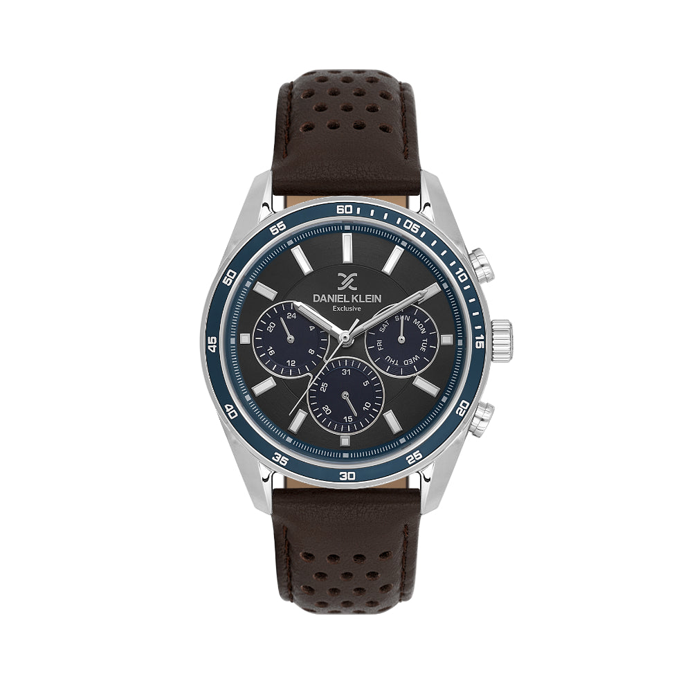 Daniel Klein Exclusive Dark Brown Leather Watch for Men DK.1.14221-5