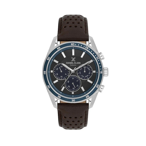 Daniel Klein Exclusive Dark Brown Leather Watch for Men DK.1.14221-5 - Daniel Klein Saudi Arabia