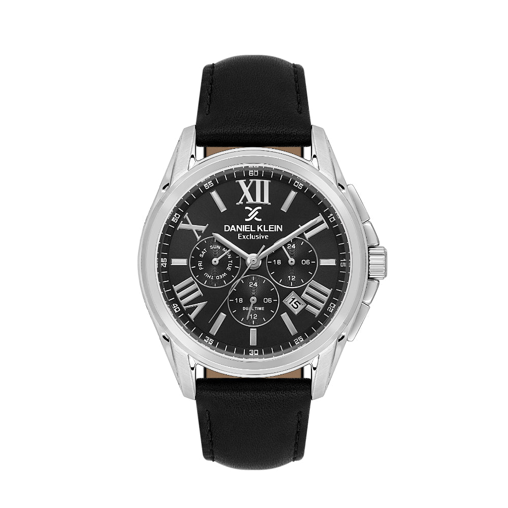 Daniel Klein Exclusive Black Leather Watch for Men DK.1.14223-2