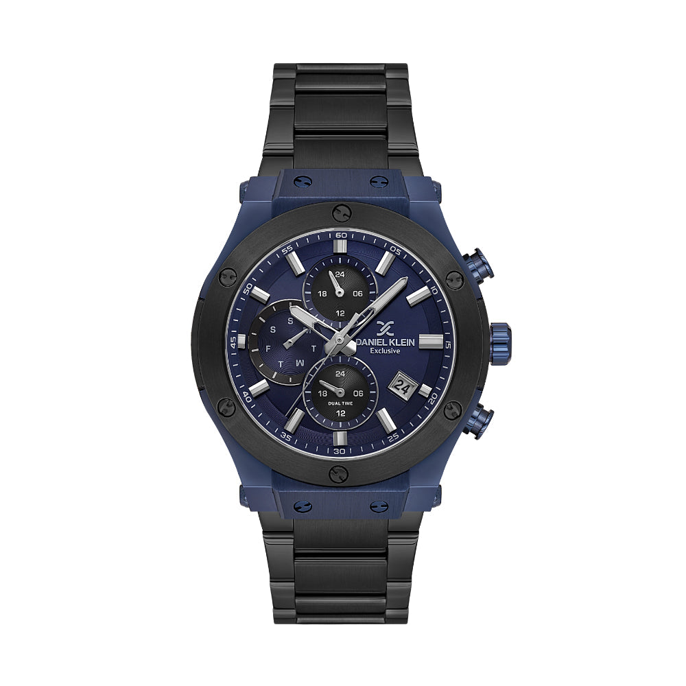 Daniel Klein Exclusive Black Stainless Steel Watch for Men DK.1.14227-5