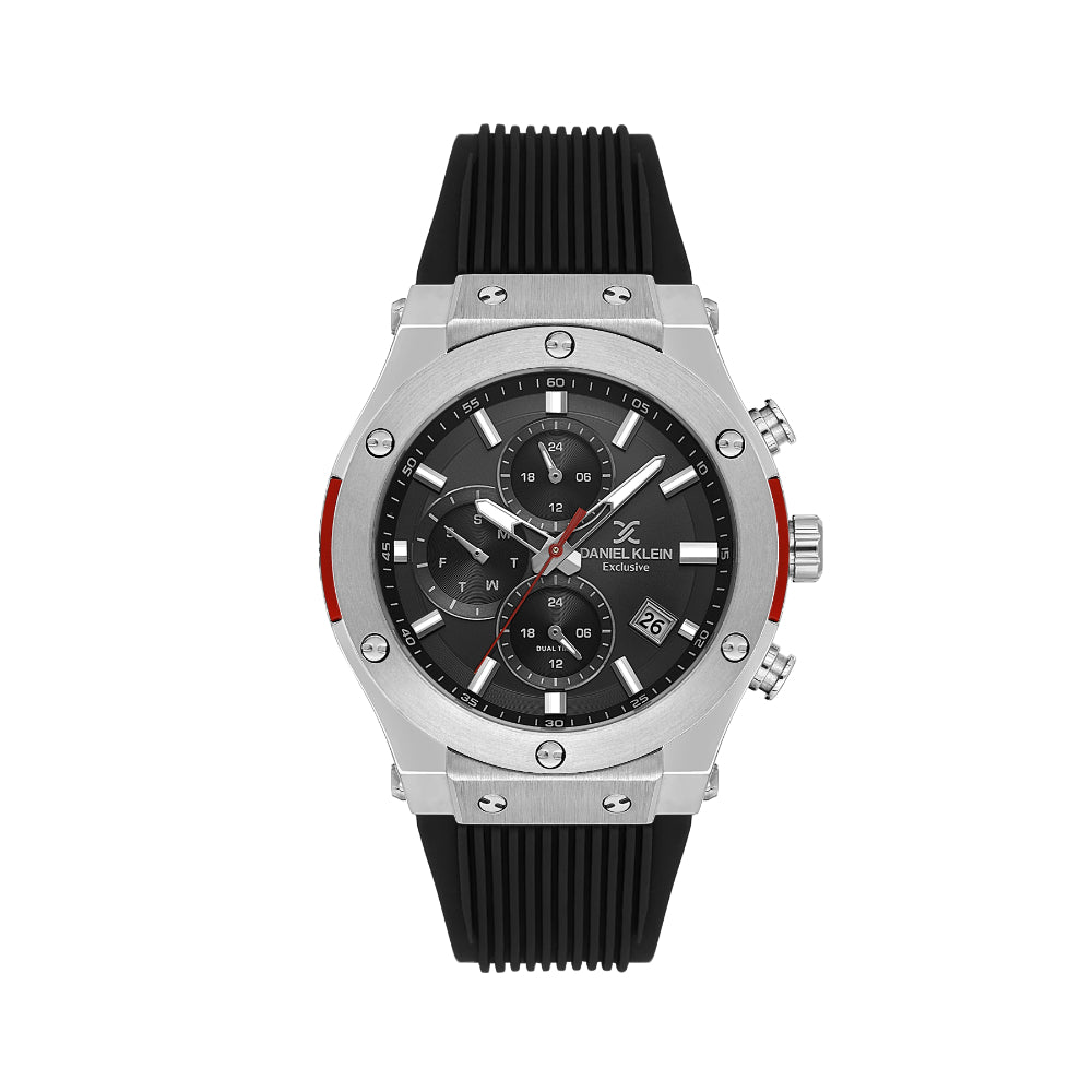 Daniel Klein Exclusive Black Silicone Band Watch for Men DK.1.14228-1