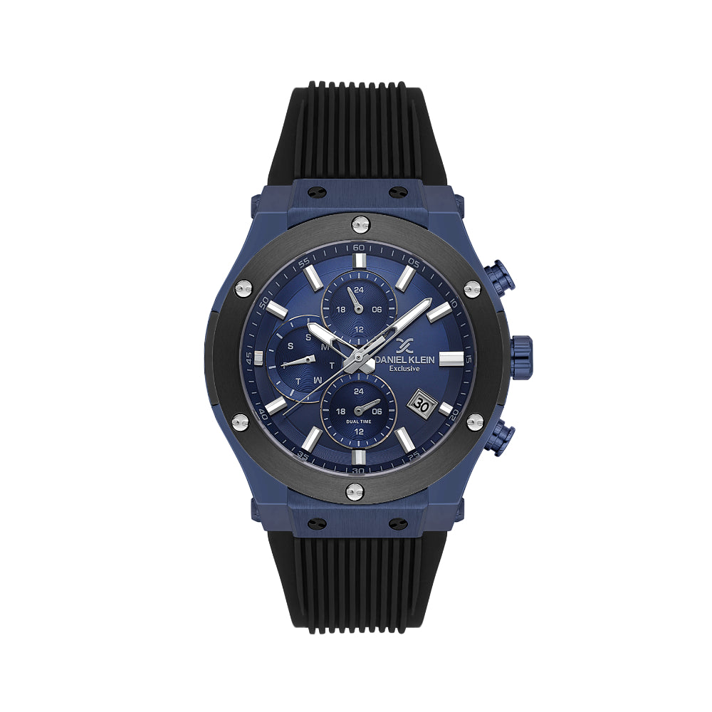 Daniel Klein Exclusive Black Silicone Band Watch for Men DK.1.14228-3