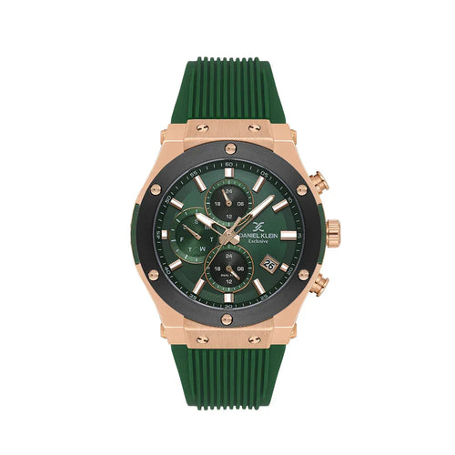 Daniel Klein Exclusive Dark Green Silicone Band Watch for Men DK.1.14228-5 - Daniel Klein Saudi Arabia