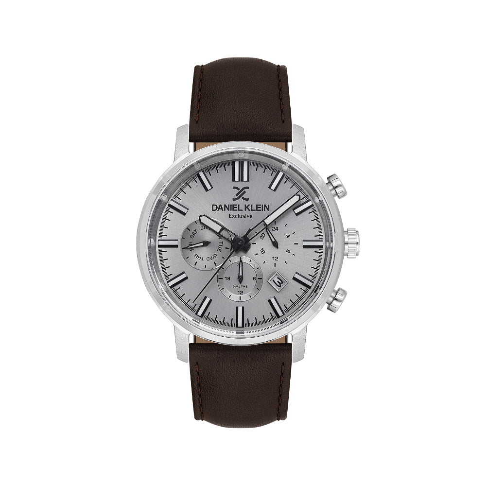 Daniel Klein Exclusive Dark Brown Leather Watch for Men DK.1.14229-1
