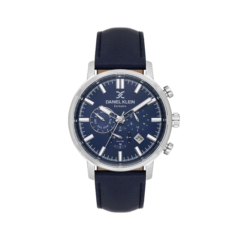 Daniel Klein Exclusive Blue Leather Watch for Men DK.1.14229-3