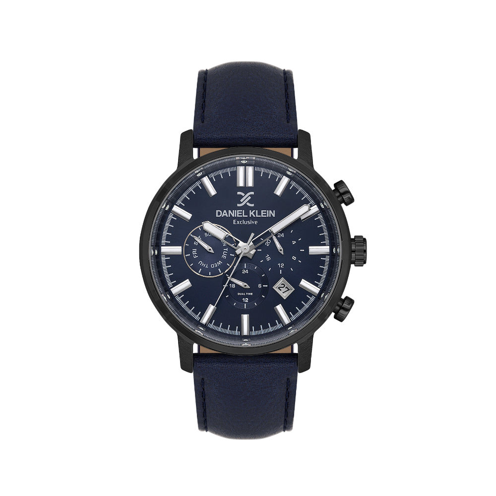 Daniel Klein Exclusive Dark Blue Leather Watch for Men DK.1.14229-4