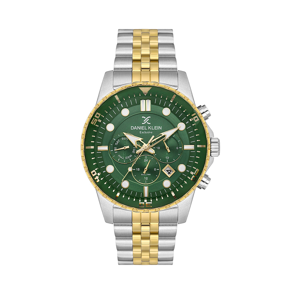 Daniel Klein Exclusive Silver and Gold Stainless Steel Watch for Men DK.1.14233-3