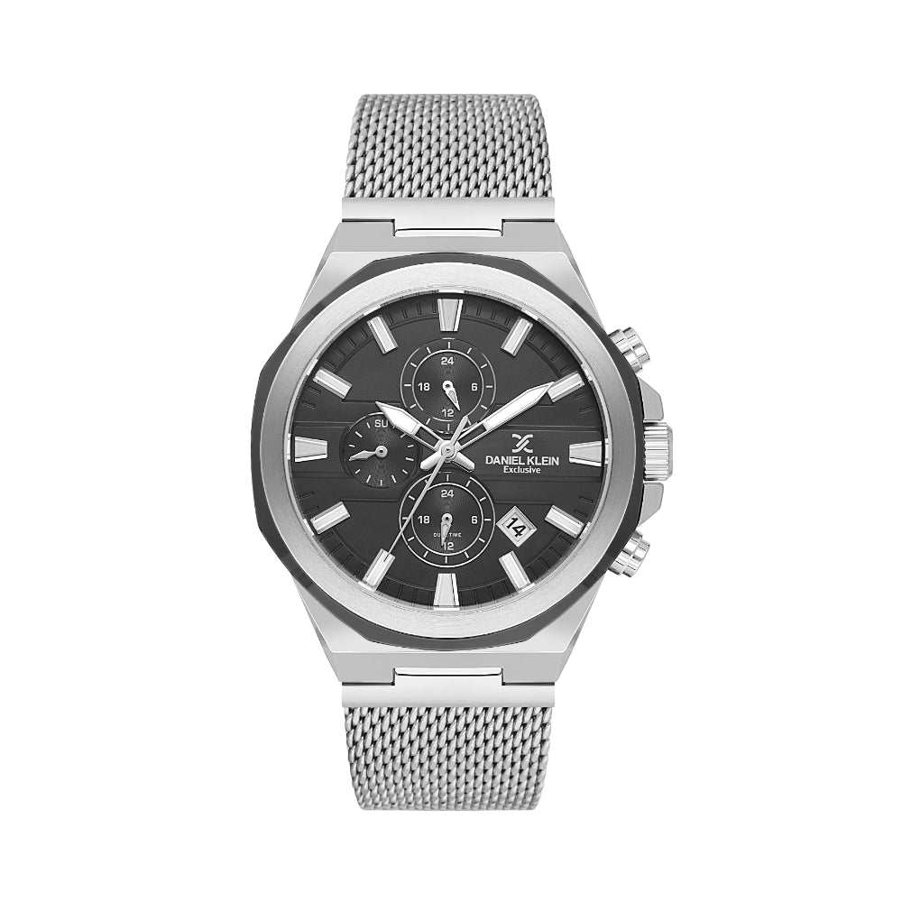 Daniel Klein Exclusive Silver Mesh Band Watch for Men DK.1.14234-2
