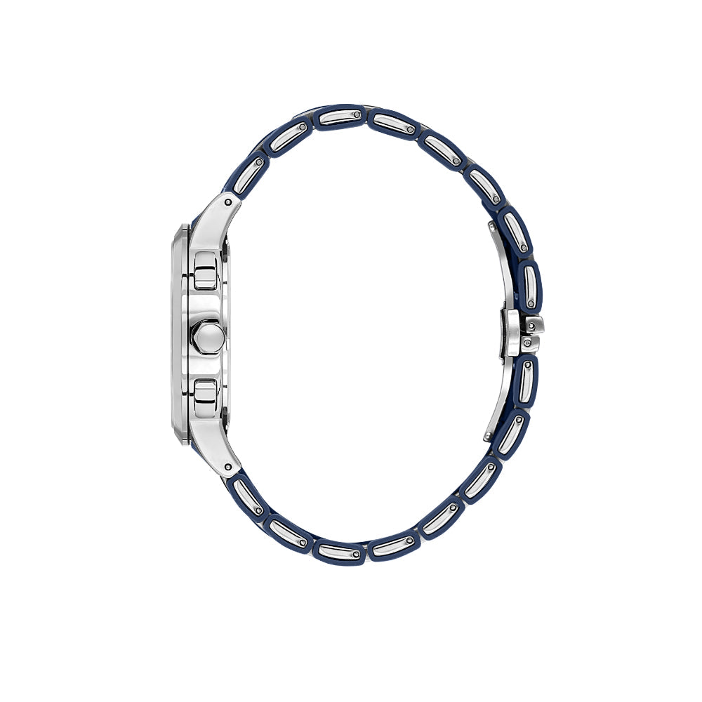 Daniel Klein Exclusive Blue and Silver Stainless Steel and Silicone Watch for Men DK.1.14235-2