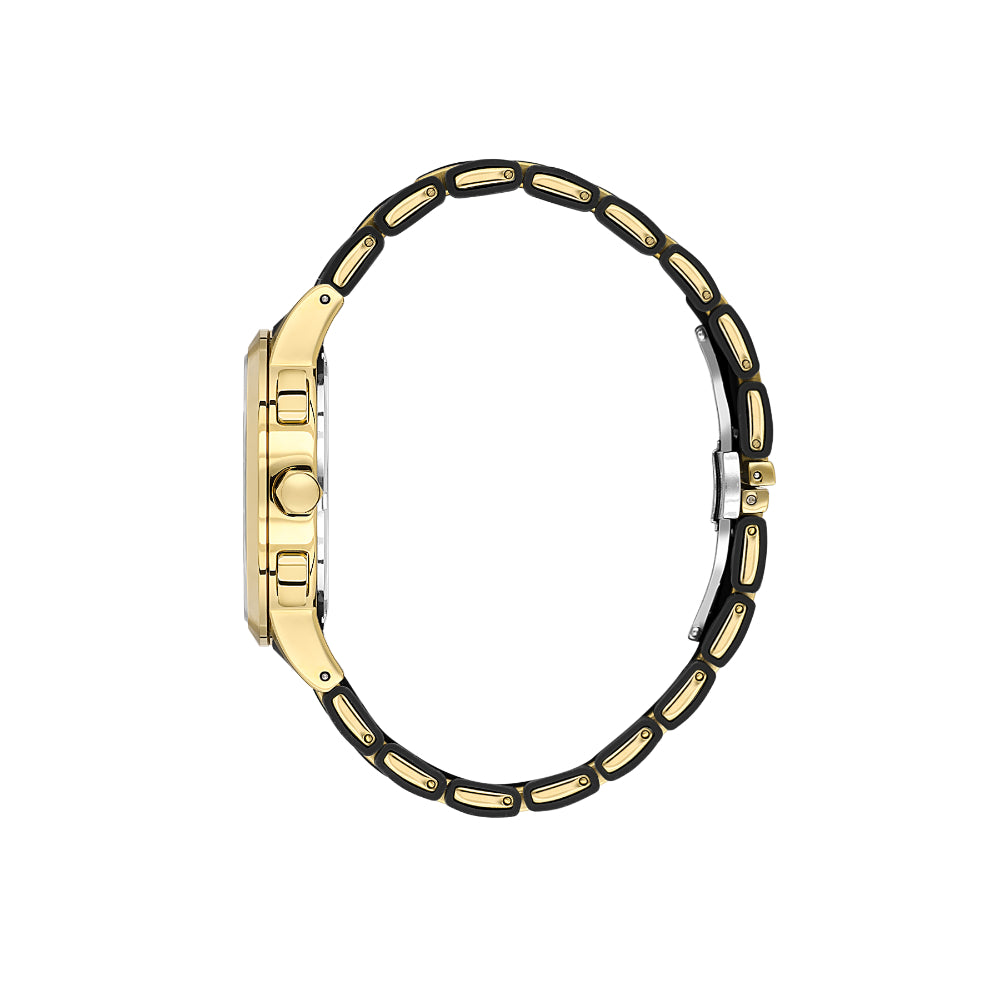 Daniel Klein Stainless Steel and Silicone Black and Gold Watch for Men DK.1.14235-3