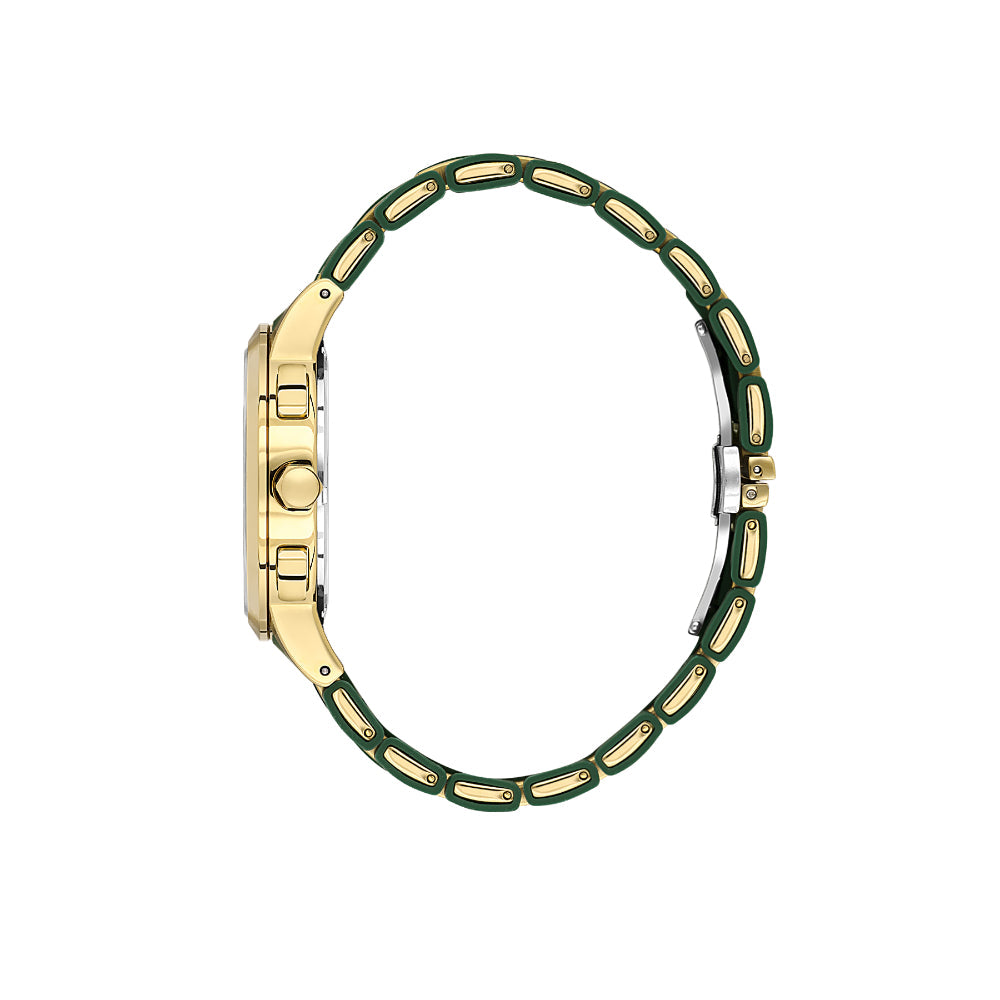 Daniel Klein Stainless Steel and Silicone Dark Green and Gold Watch for Men DK.1.14235-4