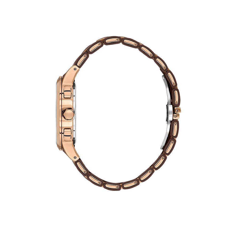 Daniel Klein Exclusive Dark Brown and Rose Gold Stainless Steel and Silicone Watch for Men DK.1.14235-5