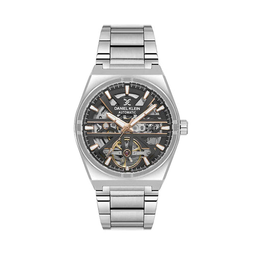 Daniel Klein Skeleton Silver Stainless Steel Watch for Men DK.1.14268-3 - Daniel Klein Saudi Arabia