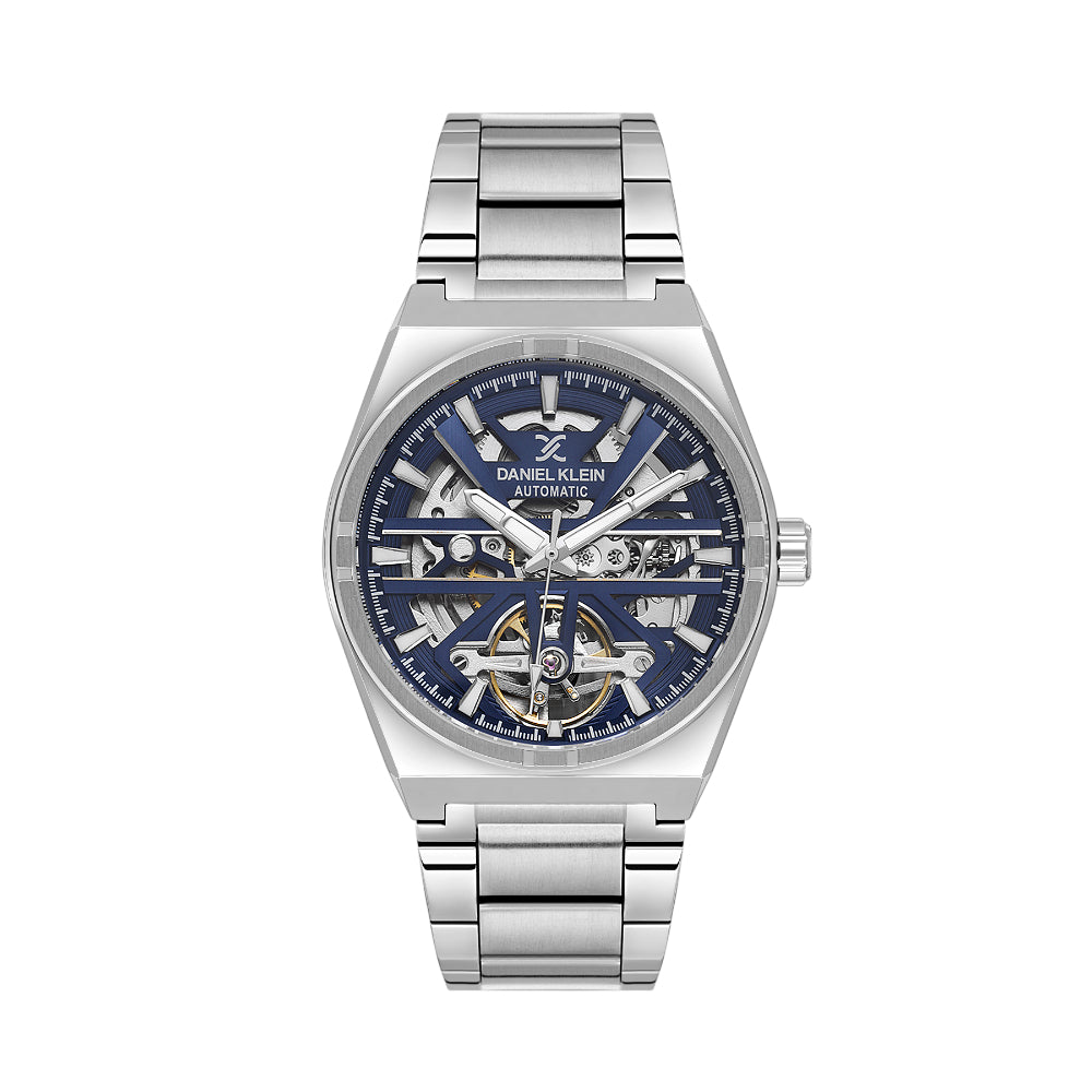 Daniel Klein Skeleton Silver Stainless Steel Watch for Men DK.1.14268-4