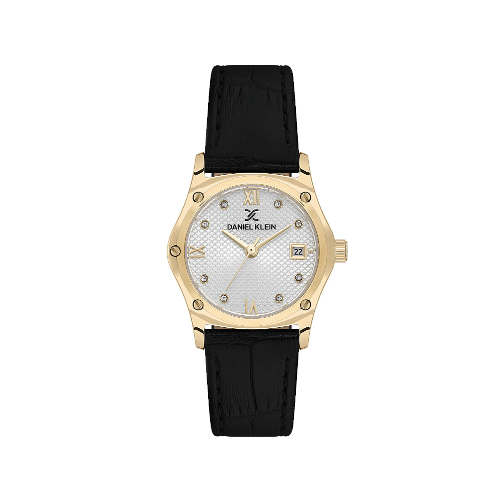 Daniel Klein Leather Black Watch for Women DK.1.14270-2