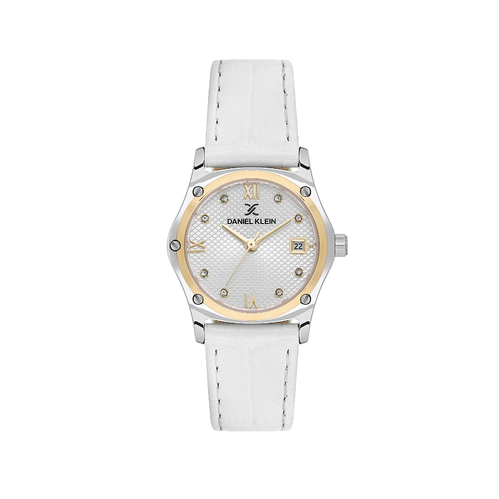 Daniel Klein Premium White Leather Watch for Women DK.1.14270-3