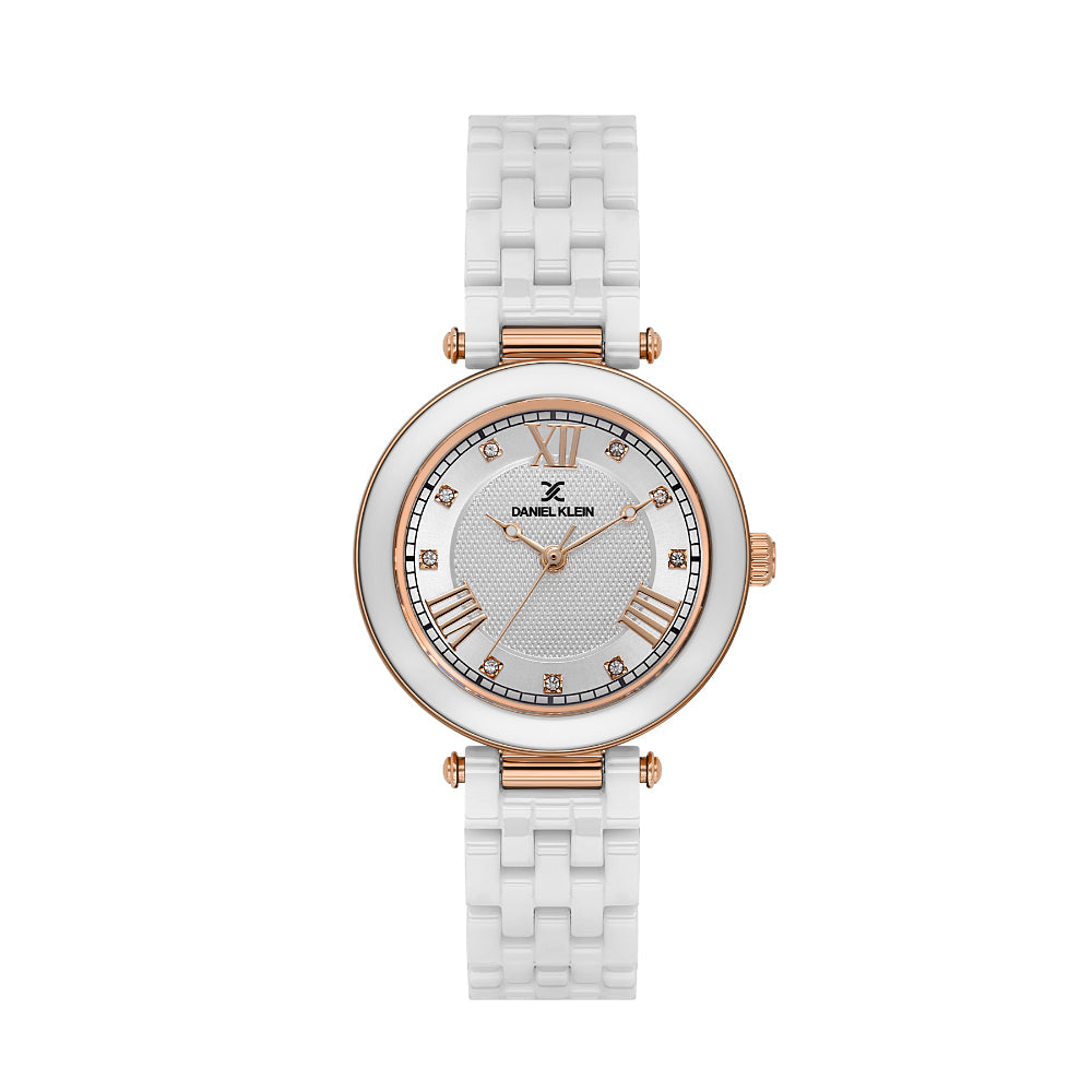 Daniel Klein Ceramic Band White Watch for Women DK.1.14282-1