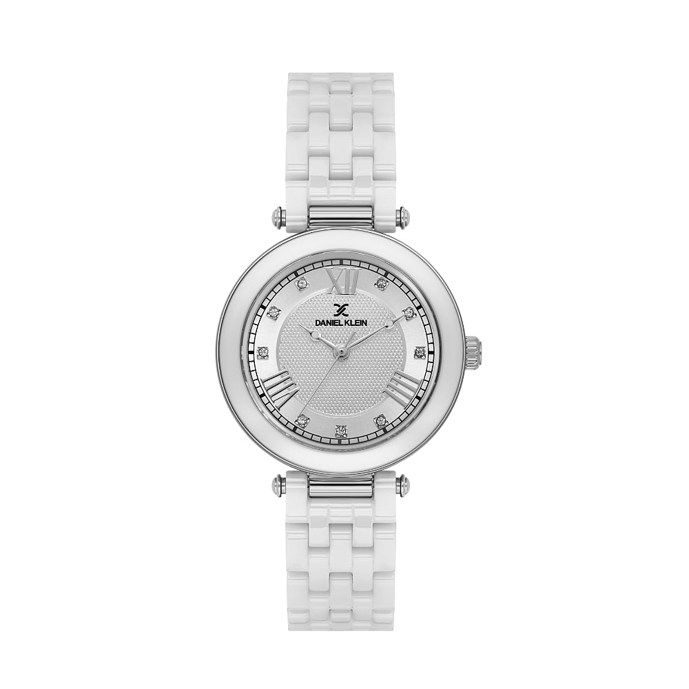 Daniel Klein Ceramic Band White Watch for Women DK.1.14282-2