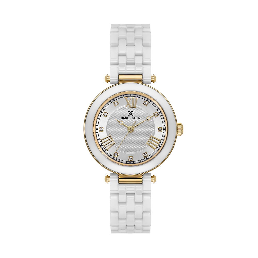 Daniel Klein Ceramic Band White Watch for Women DK.1.14282-4