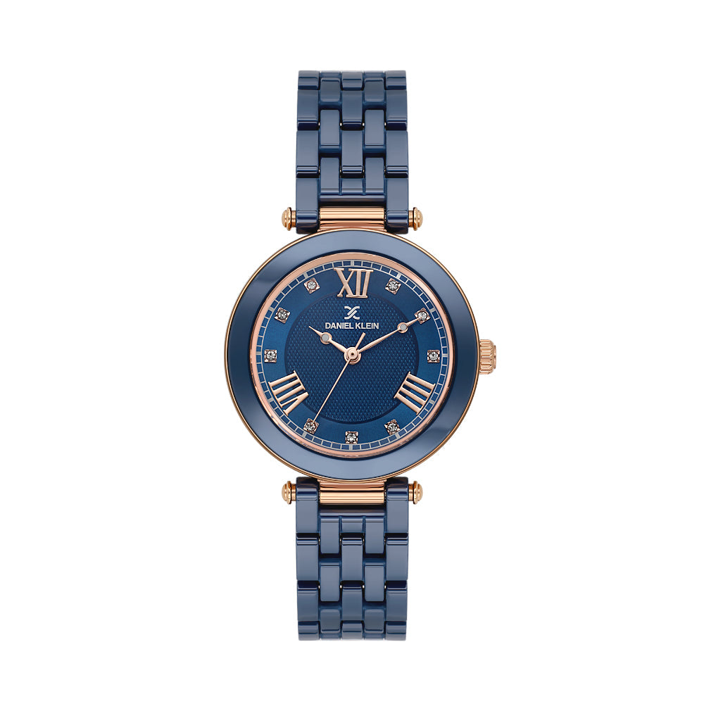 Daniel Klein Ceramic Band Blue Watch for Women DK.1.14282-5