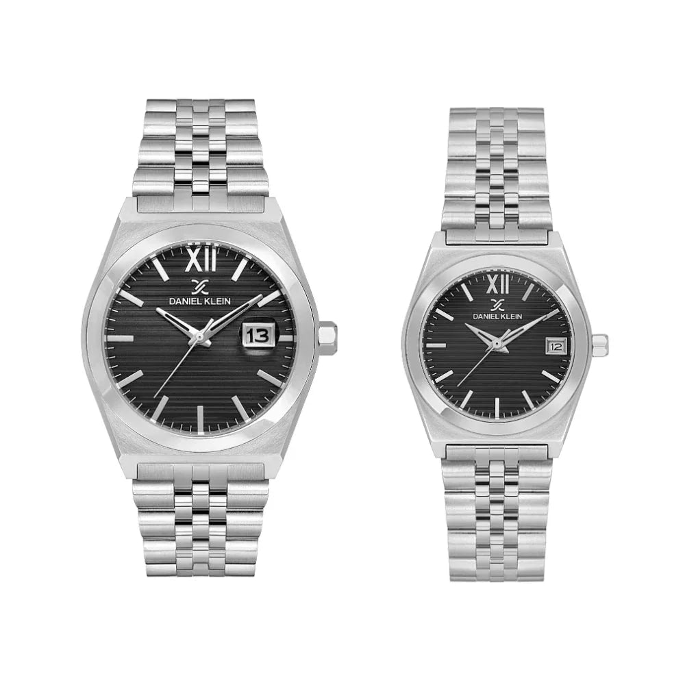 Daniel Klein Pair Silver Stainless Steel Watch for Couple DK.1.14283-2 - Daniel Klein Saudi Arabia