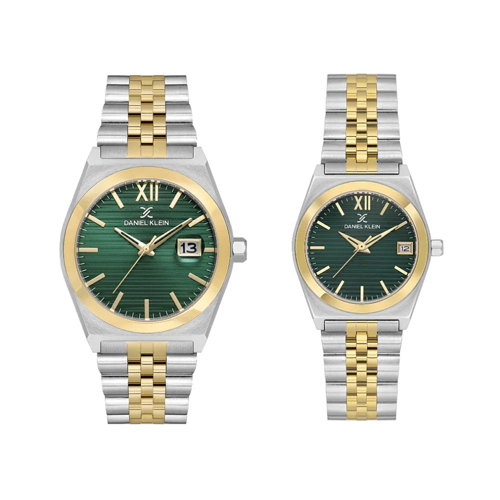 Daniel Klein Pair Silver and Gold Stainless Steel Watch for Couple DK.1.14283-4 - Daniel Klein Saudi Arabia