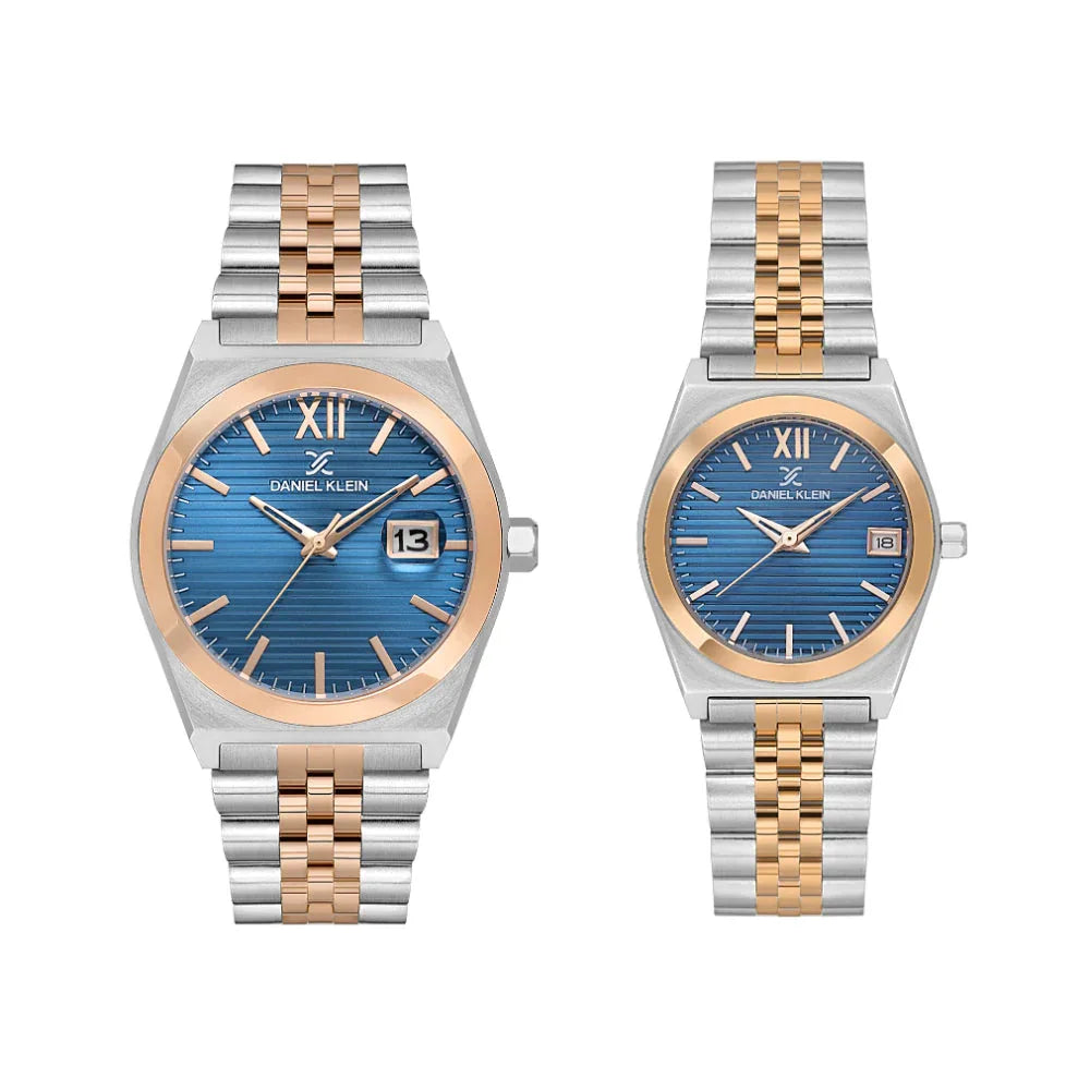 Daniel Klein Pair Silver and Rose Gold Stainless Steel Watch for Couple DK.1.14283-5 - Daniel Klein Saudi Arabia