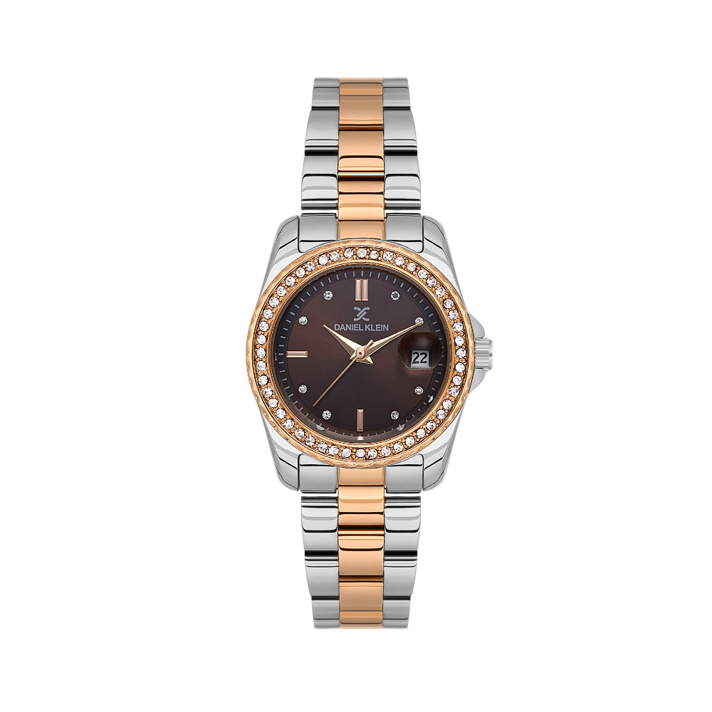 Daniel Klein Premium Silver and Rose Gold Stainless Steel Watch for Women DK.6.14134-6