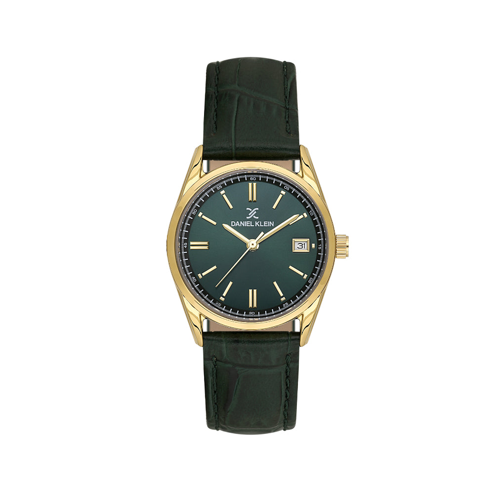 Daniel Klein Leather Dark Green Watch for Women DK.6.14135-3