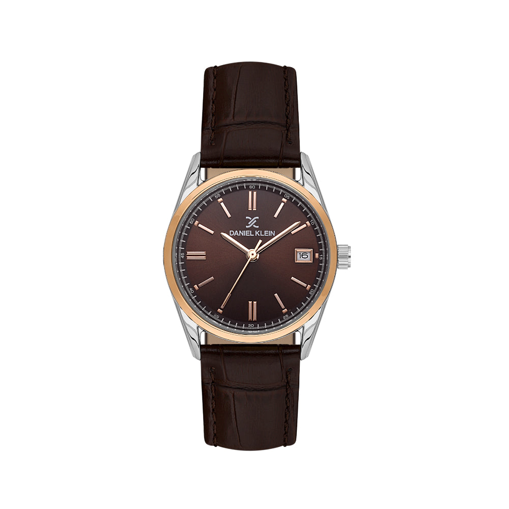 Daniel Klein Leather Dark Brown Watch for Women DK.6.14135-6