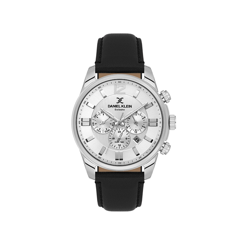 Daniel Klein Exclusive Black Leather Watch for Men DK.6.14231-1