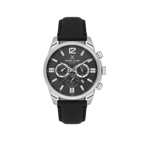 Daniel Klein Exclusive Black Leather Watch for Men DK.6.14231-2 - Daniel Klein Saudi Arabia