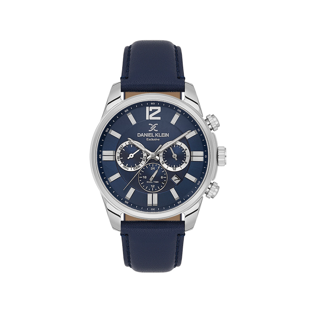 Daniel Klein Exclusive Dark Blue Leather Watch for Men DK.6.14231-3