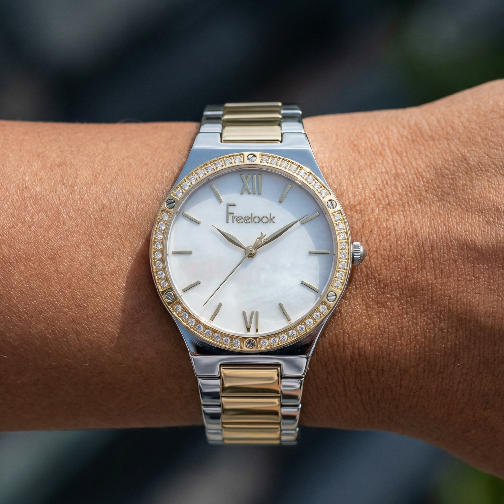 Freelook Lumiere Silver and Gold Stainless Steel Watch for Women FL.1.10407-4