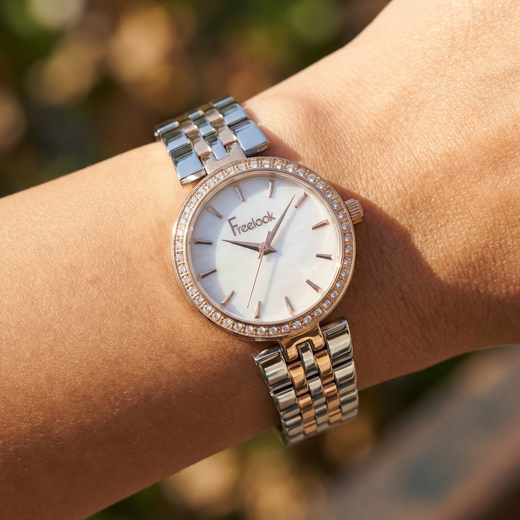 Freelook Lumiere Silver and Rose Gold Stainless Steel Watch for Women FL.1.10426-4