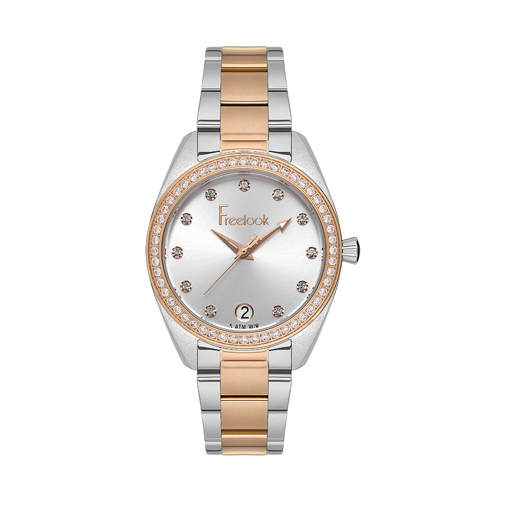 Freelook Silver and Rose Gold Stainless Steel Watch for Women FL.1.10428-4
