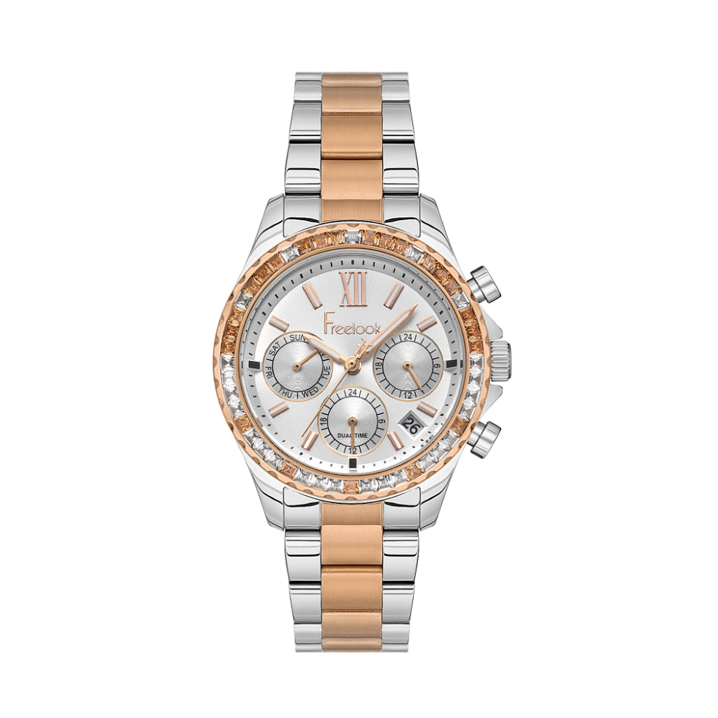 Freelook Silver and Rose Gold Stainless Steel Watch for Women FL.1.10432-5