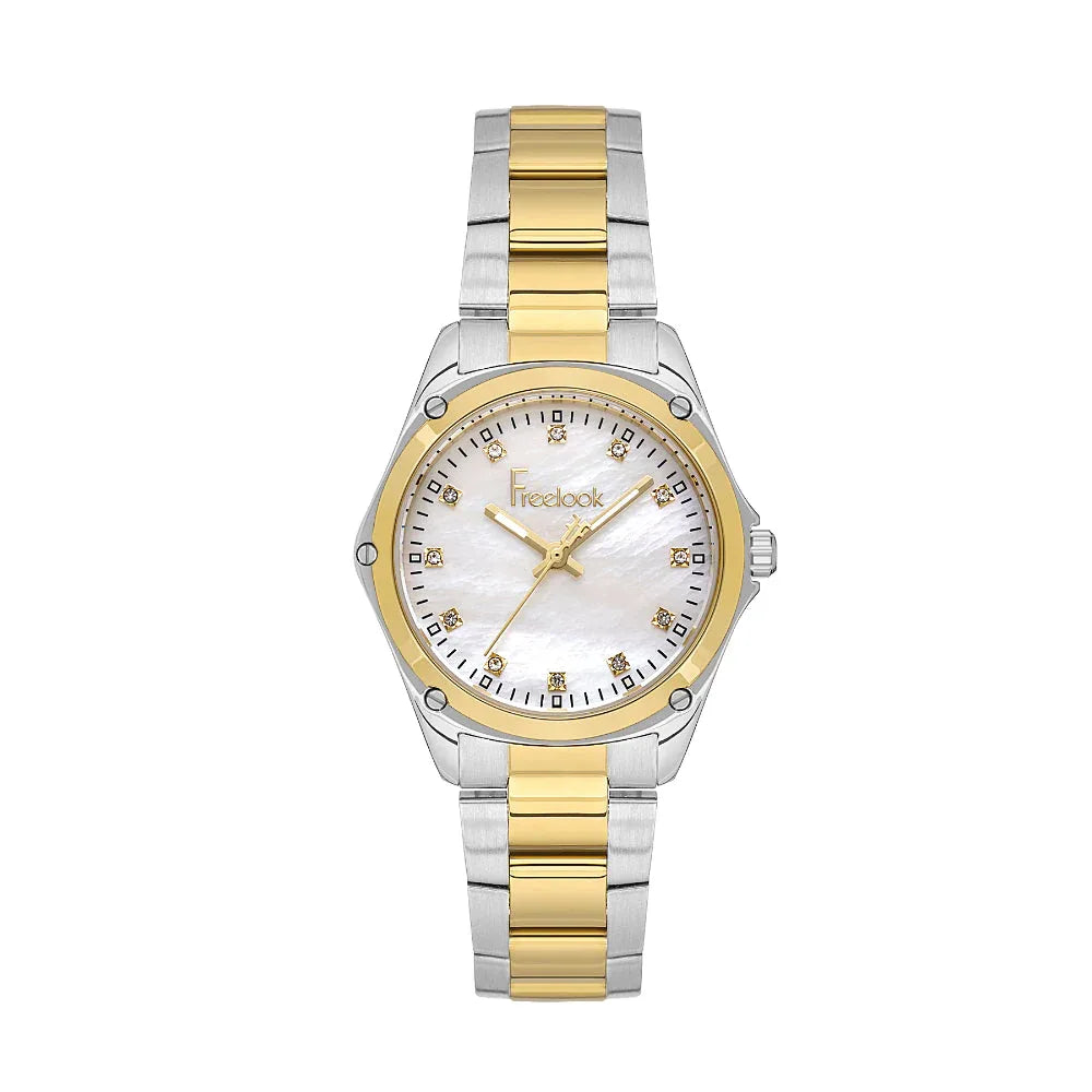Freelook Jolie Silver and Gold Stainless Steel Watch for Women FL.1.10437-3 - Daniel Klein Saudi Arabia