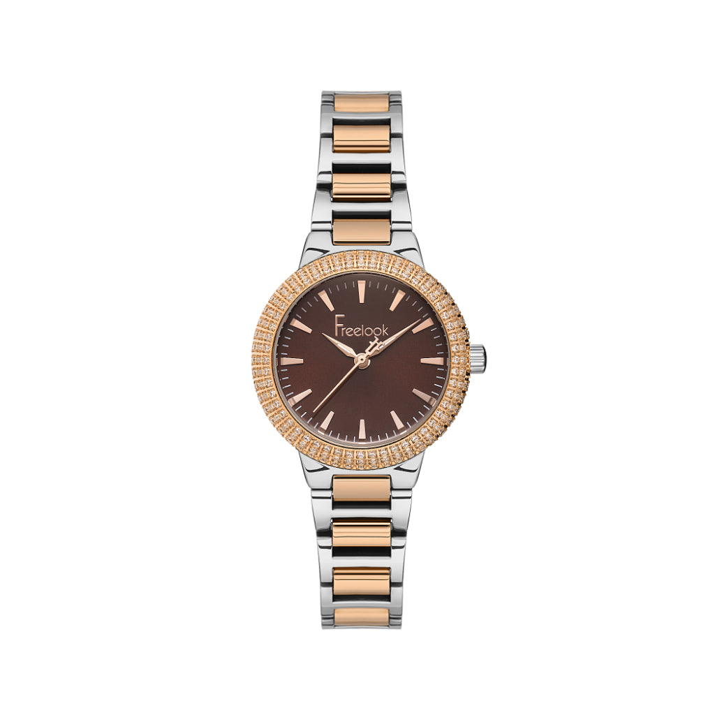 Freelook Silver and Rose Gold Stainless Steel Watch for Women FL.1.10438-5