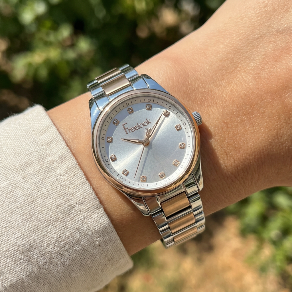 Freelook Naturelle Silver and Rose Gold Stainless Steel Watch for Women FL.1.10444-7