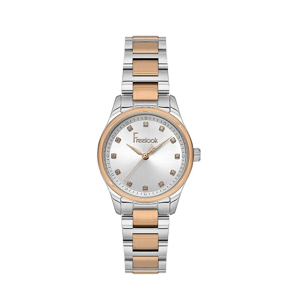Freelook Naturelle Silver and Rose Gold Stainless Steel Watch for Women FL.1.10444-7 - Daniel Klein Saudi Arabia